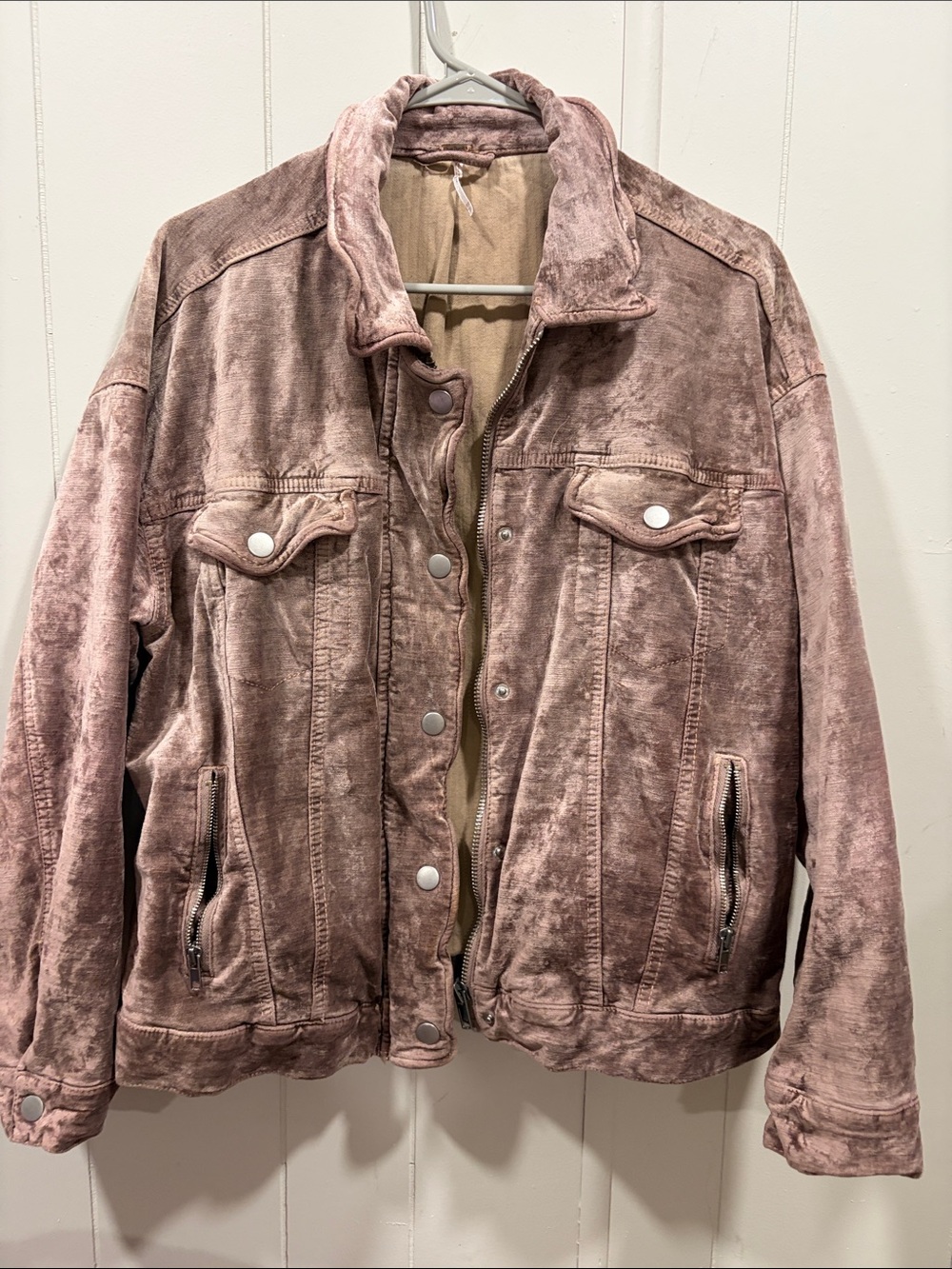 Women’s Velour Bomber Jacket in Dusty Rose